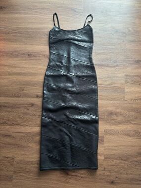 Herve Leger Black Foil Midi Dress